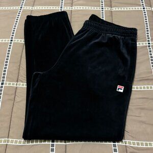 Men's Fila Velour Jogger Track Pants Black Size XL
